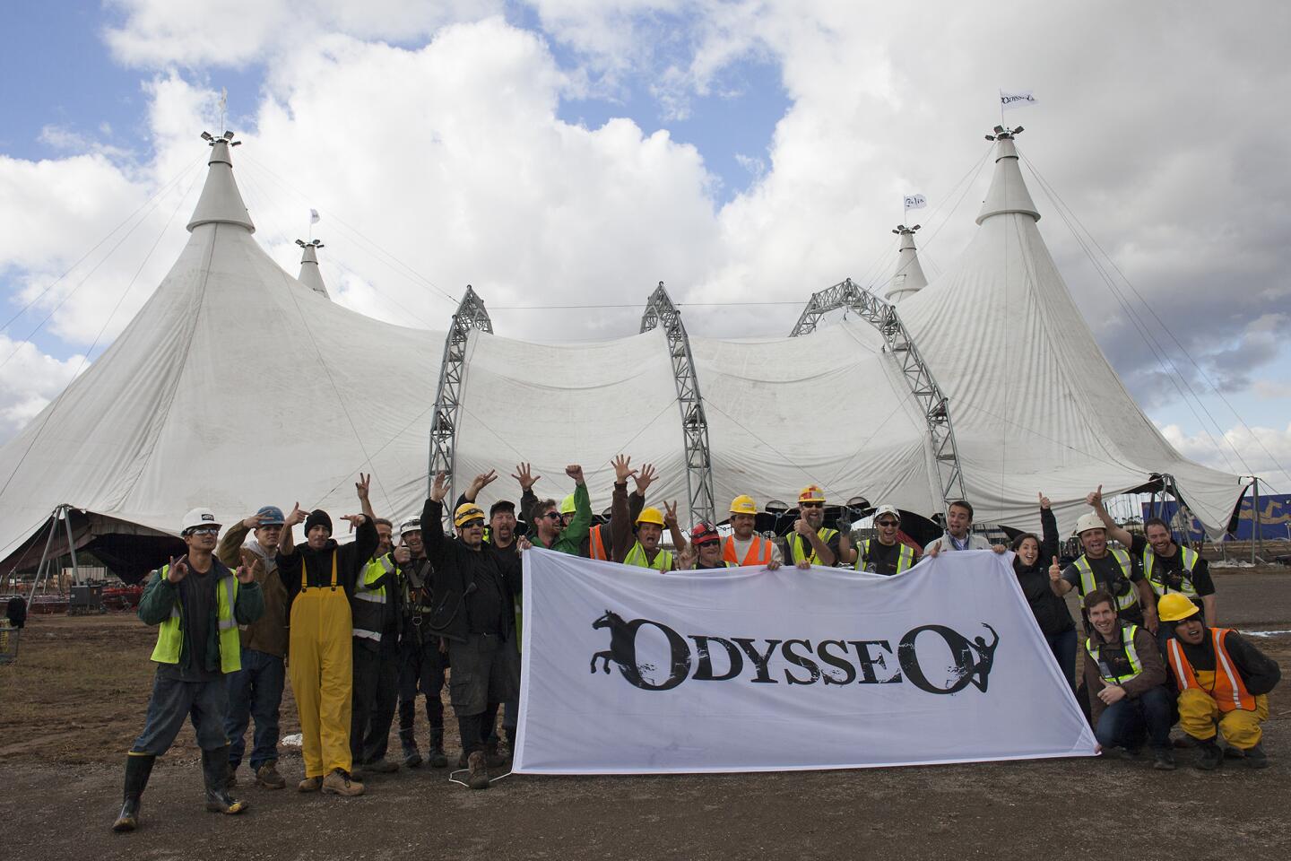 "Odysseo" tent goes up in Irvine