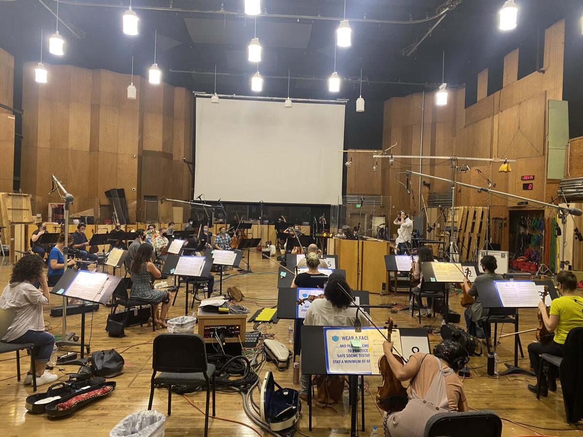 Musicians recording music for "Star Trek: Discovery" on Fox's scoring stage.