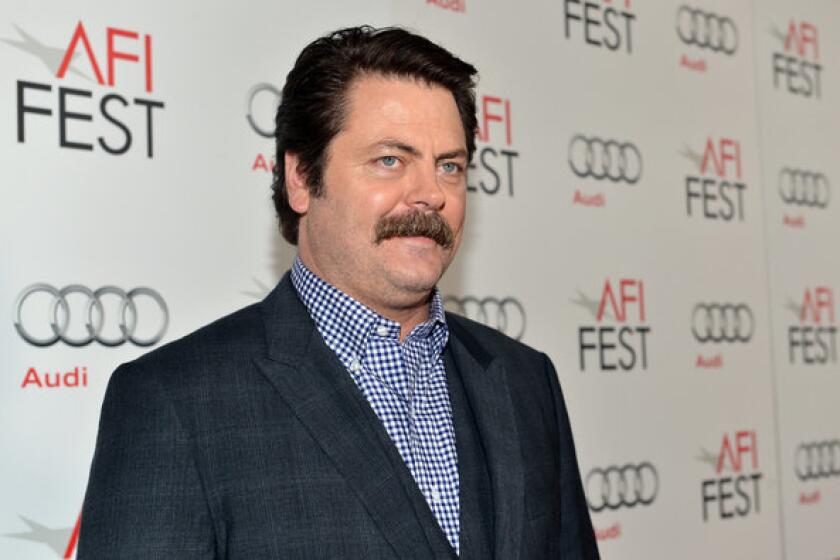 Nick Offerman lends his deadpan reading of celebrity tweets to "Conan."
