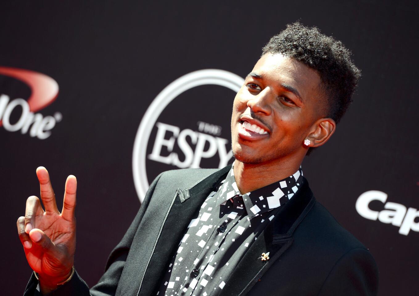 The Los Angeles Lakers' Nick Young arrives at the ESPY Awards.