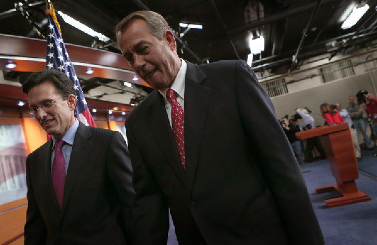 Speaker of the House John Boehner (R-Ohio) and Majority Leader Eric Cantor (R-Va.).