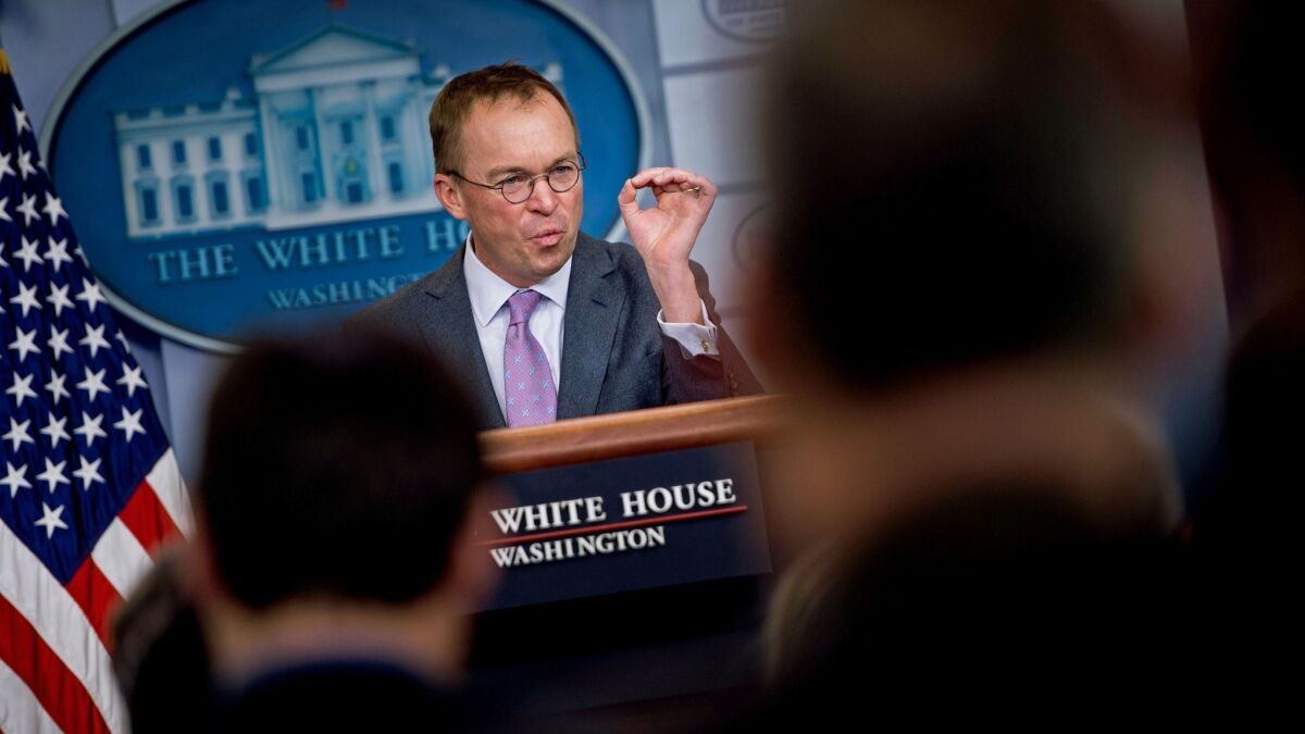 Mick Mulvaney, the White House budget director, is interim head of the Consumer Financial Protection Bureau.
