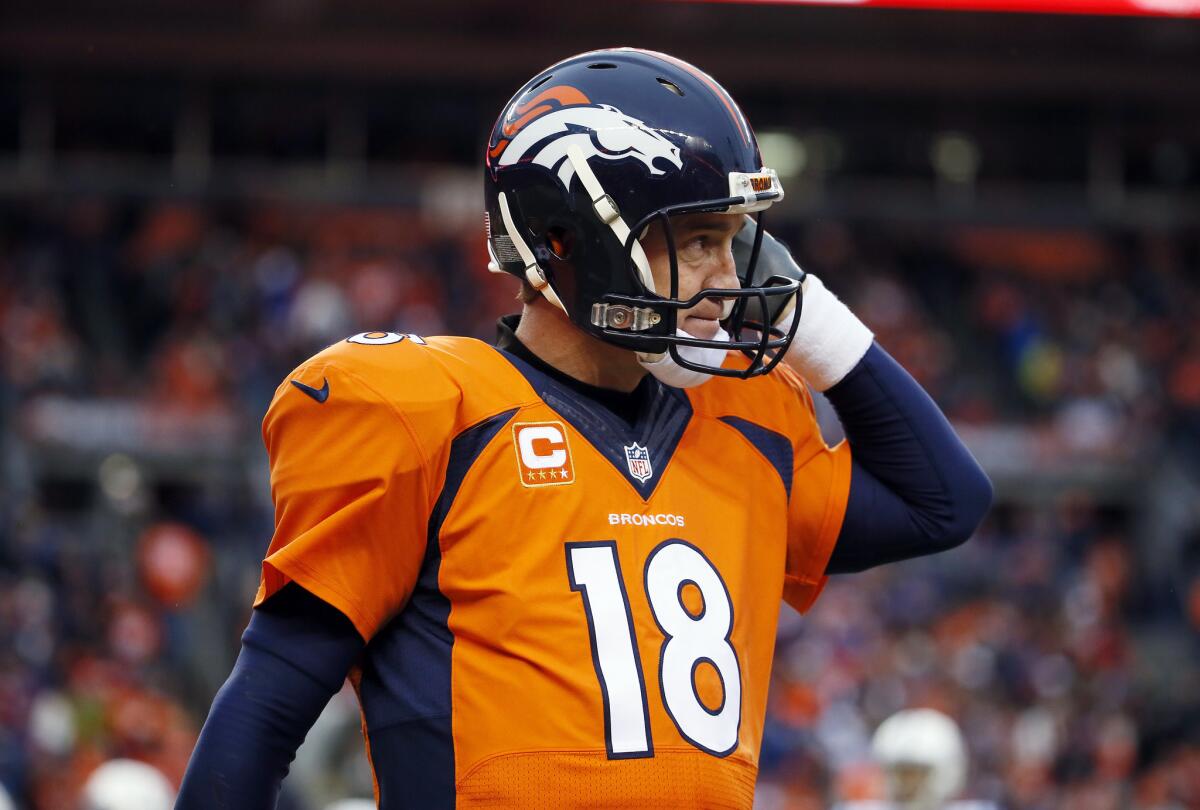 Denver quarterback Peyton Manning had a rough game Saturday against his former team, the Indianapolis Colts.