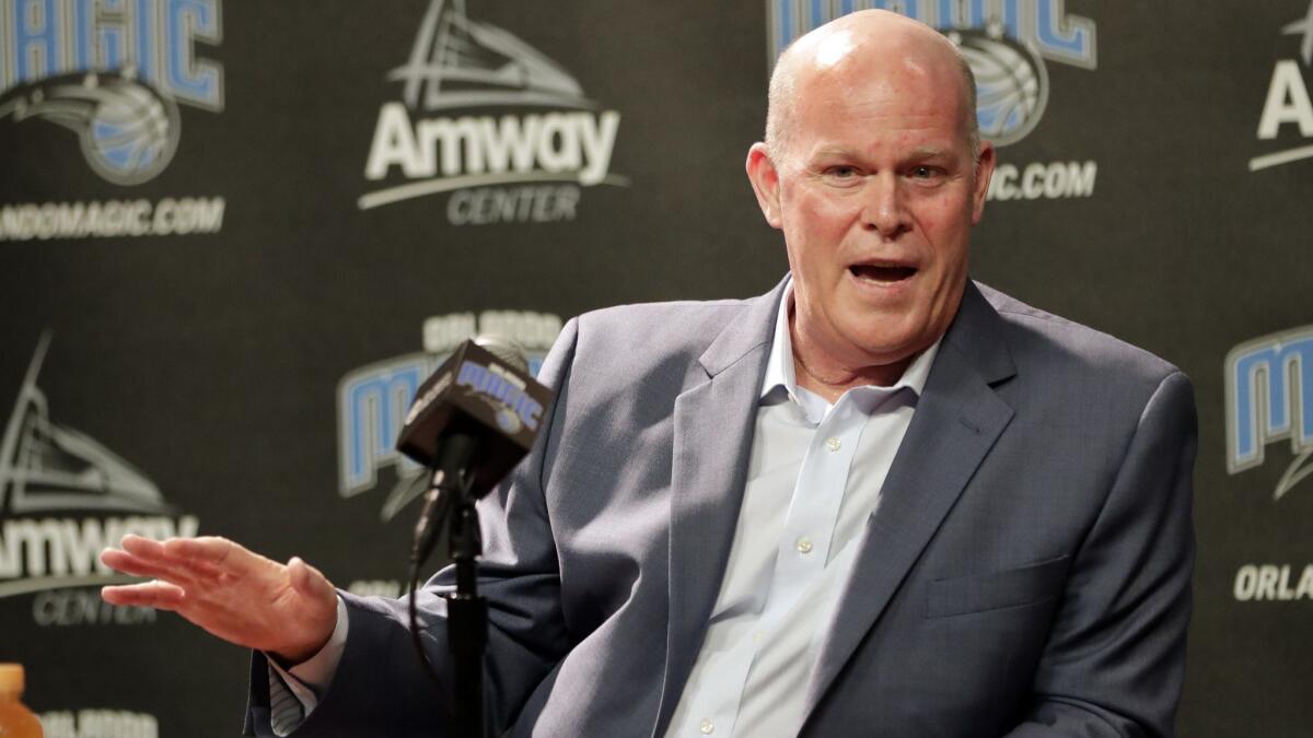 Magic coach Steve Clifford answers questions at a news conference Wednesday in Orlando.