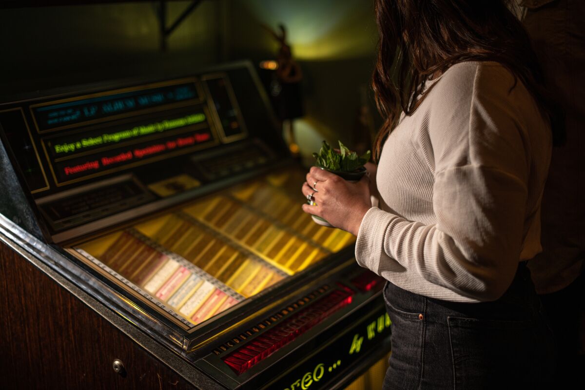 A Wurlitzer jukebox in the Ladies Love Outlaw lounge in Oceanside.