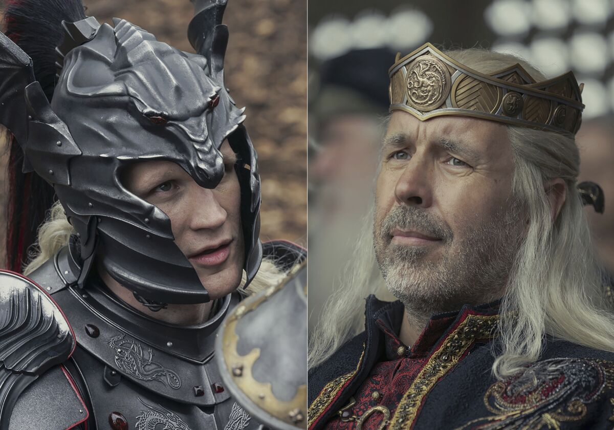 En esta combinación de fotos difundidas por HBO Max, Matt Smith como Daemon Targaryen, izquierda