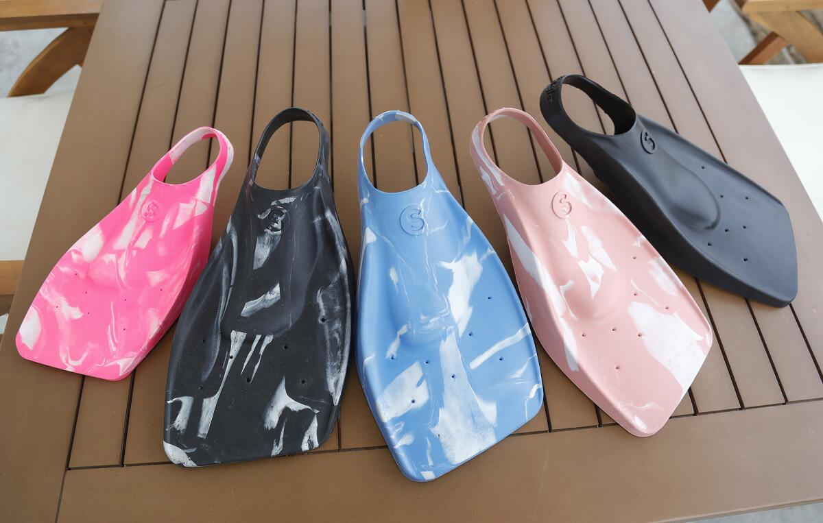 An example of the new bodysurfing swim fins by the Single Co.