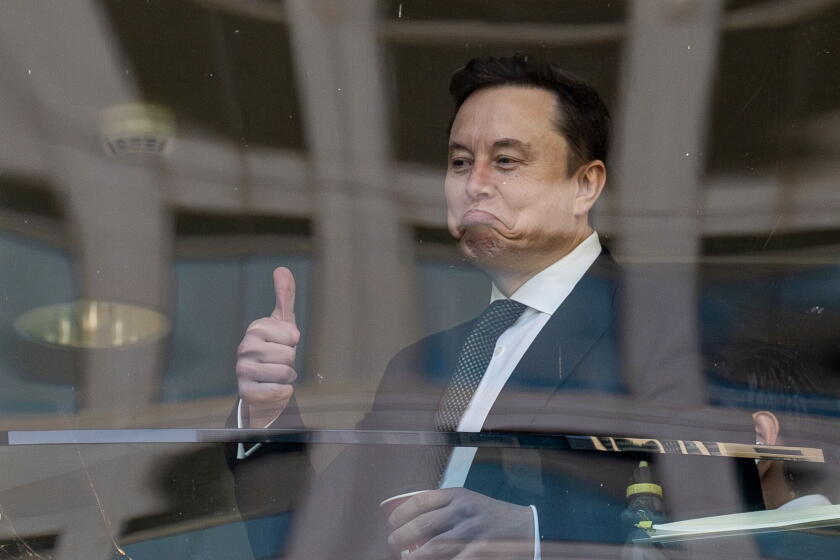 Elon Musk inside the federal court in Oakland on April 29.