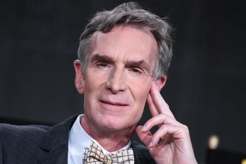 Bill Nye speaks on stage at the National Geographic Channel 2015 Winter TCA in Pasadena on Jan. 7.