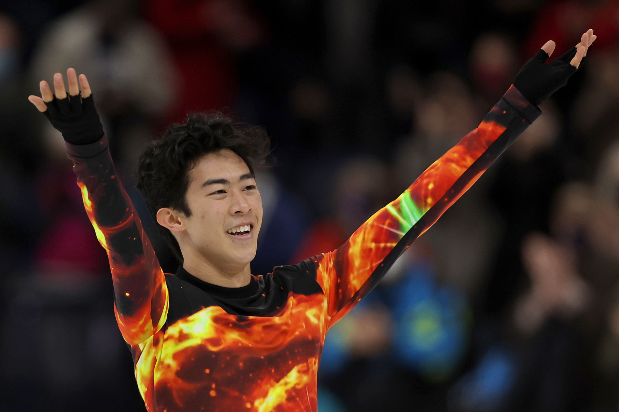 Nathan Chen skates in the men's free skate during the U.S. figure skating championships in January.