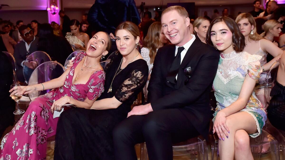 Nicole Richie, from left, honoree Jamie Mizrahi, honoree Stuart Vevers and Rowan Blanchard.