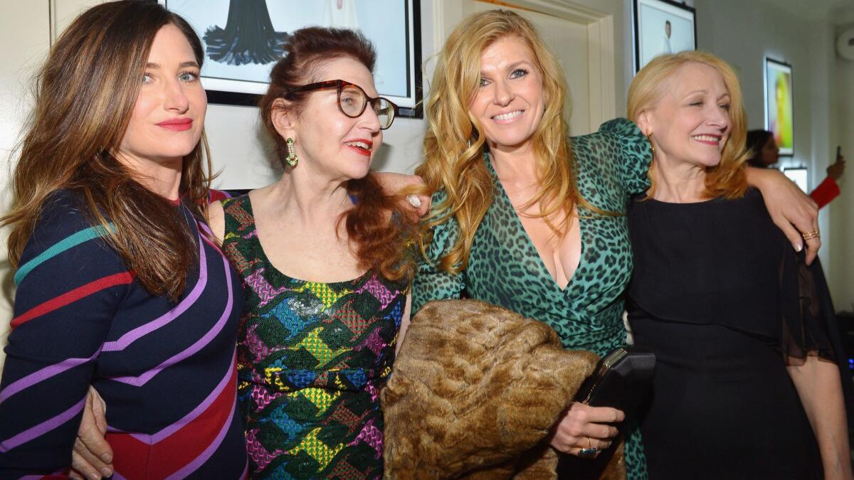 Kathryn Hahn, left, Lynn Hirschberg, Connie Britton and Patricia Clarkson at the W party.