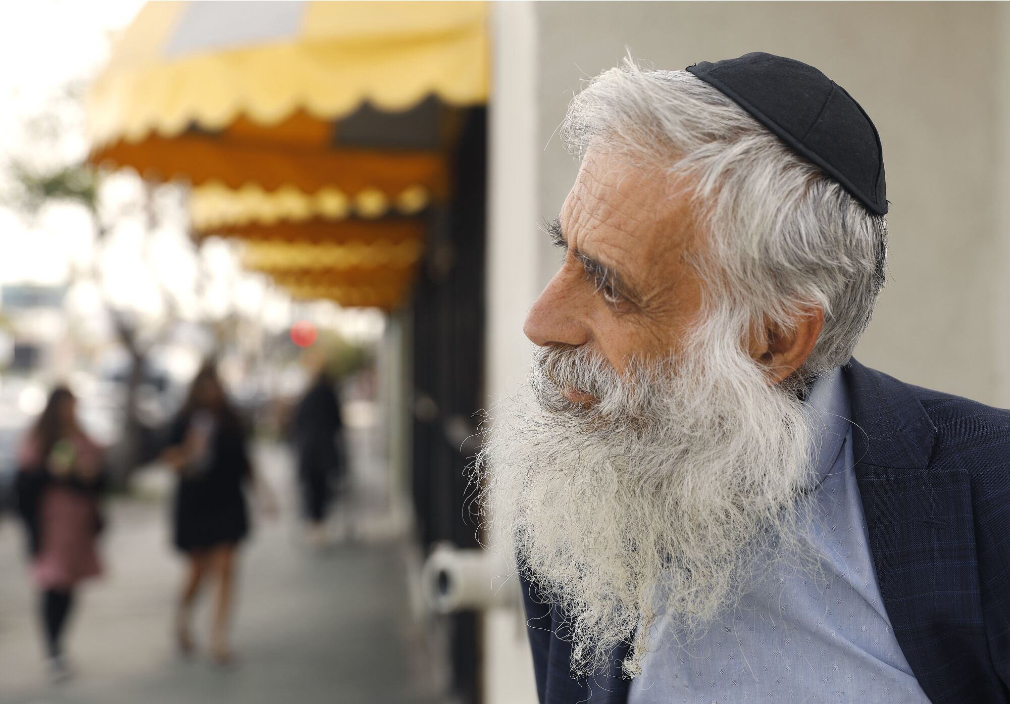 Joseph Haber, 55, is photographed outside Elat Market in the Pico-Robertson area of Los Angeles. 