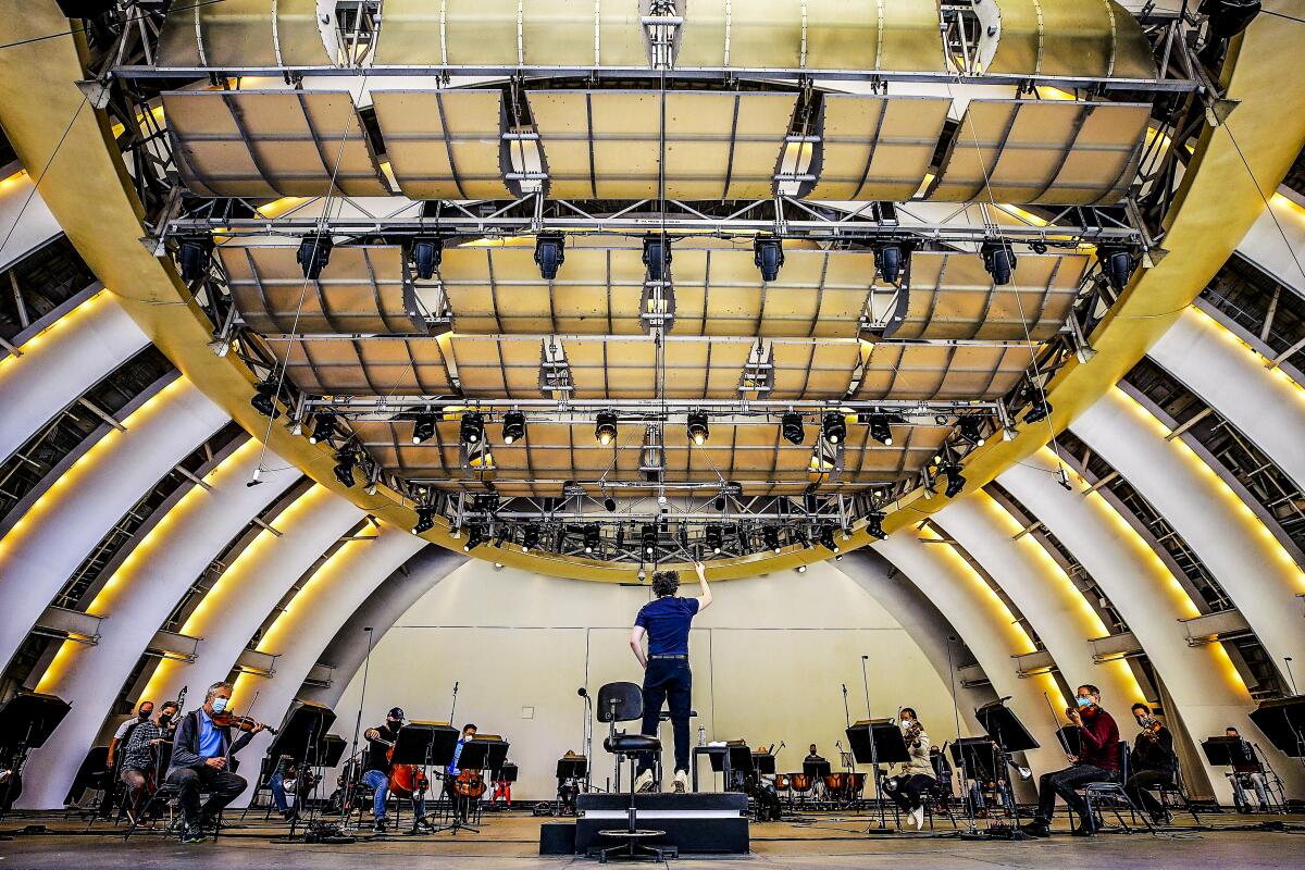 Music & Artistic Director of the Los Angeles Philharmonic Gustavo Dudamel conducts the LA Phil during rehearsal