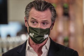 San Fernando, CA, Thursday, April 29, 2021 - California Governor Gavin Newsom at a press conference where he signed legislation that will provide a $6.2 billion tax cut to the hardest hit small businesses in the state at Hanzo Sushi restaurant downtown. (Robert Gauthier/Los Angeles Times)