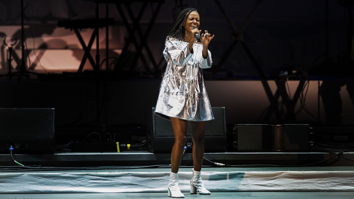 Kelela performs at the Hollywood Bowl on Sept. 24, 2017.
