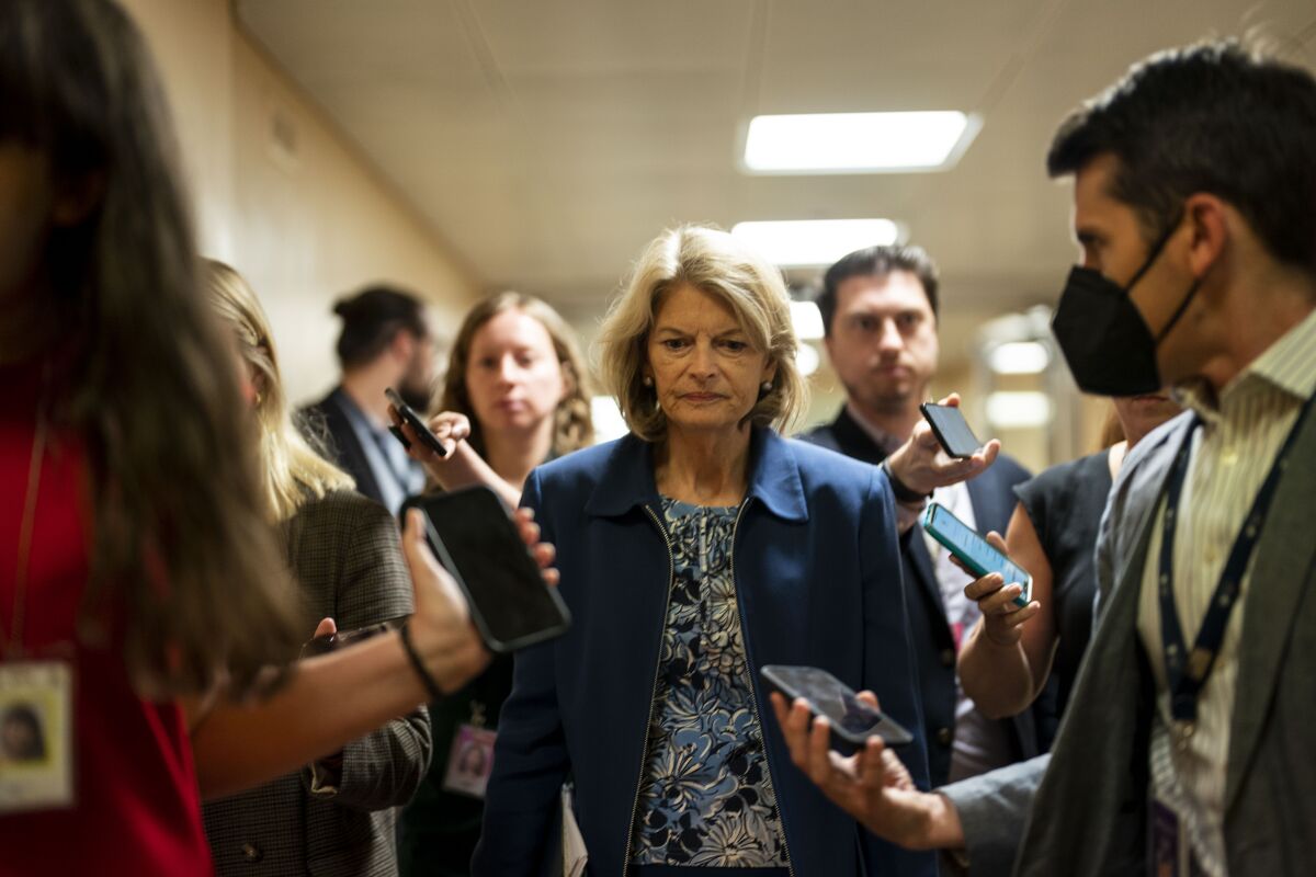  Sen. Lisa Murkowski (R-Alaska) speaks with reporters on Capitol Hill on Wednesday.