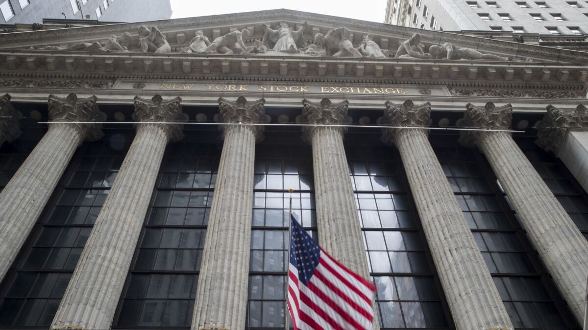 A U.S. flag flies outside the New York Stock Exchange in November.