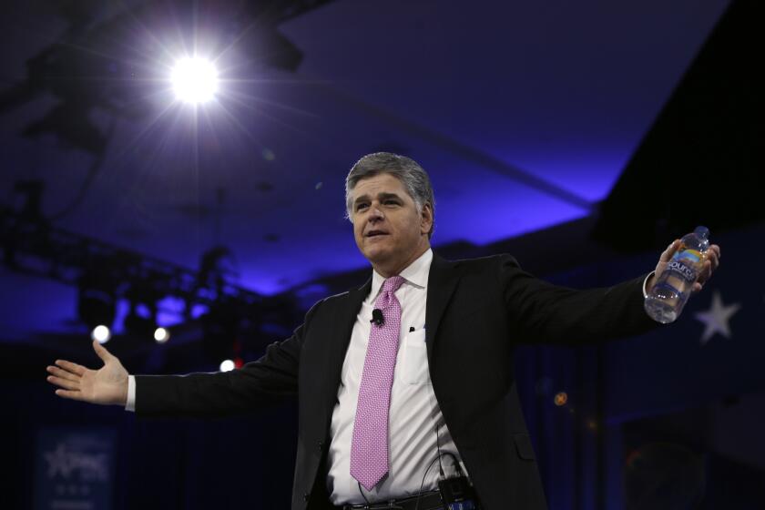 FILE - In this March 4, 2016, file photo, Sean Hannity of Fox News arrives in National Harbor, Md. More than a month after a liberal advocacy group publicly called on advertisers to boycott Sean Hannity's show on Fox News Channel, the luxury car maker Cadillac has been the only new company to publicly back away from the program. (AP Photo/Carolyn Kaster, File)