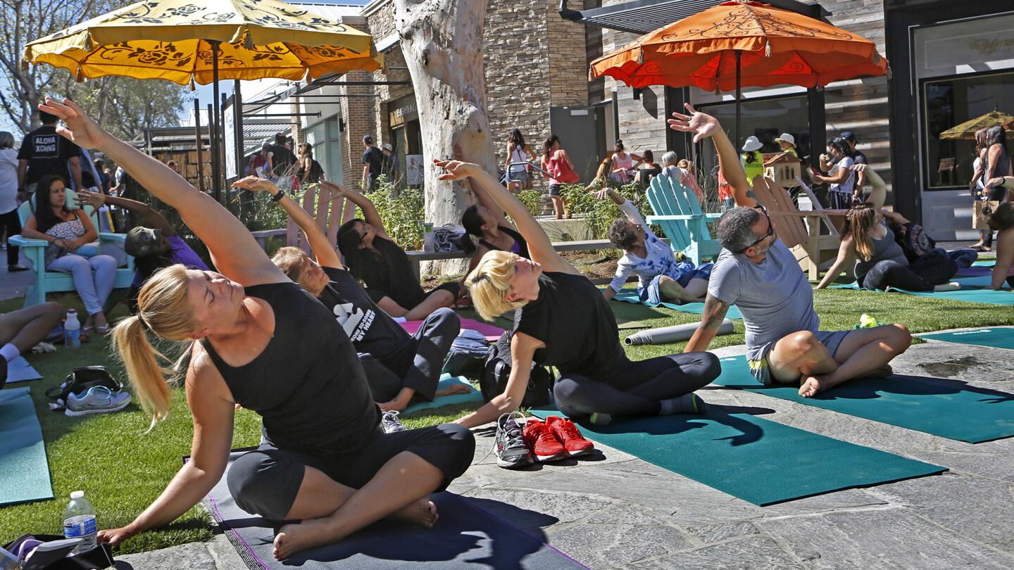 A yoga class at the retail center.