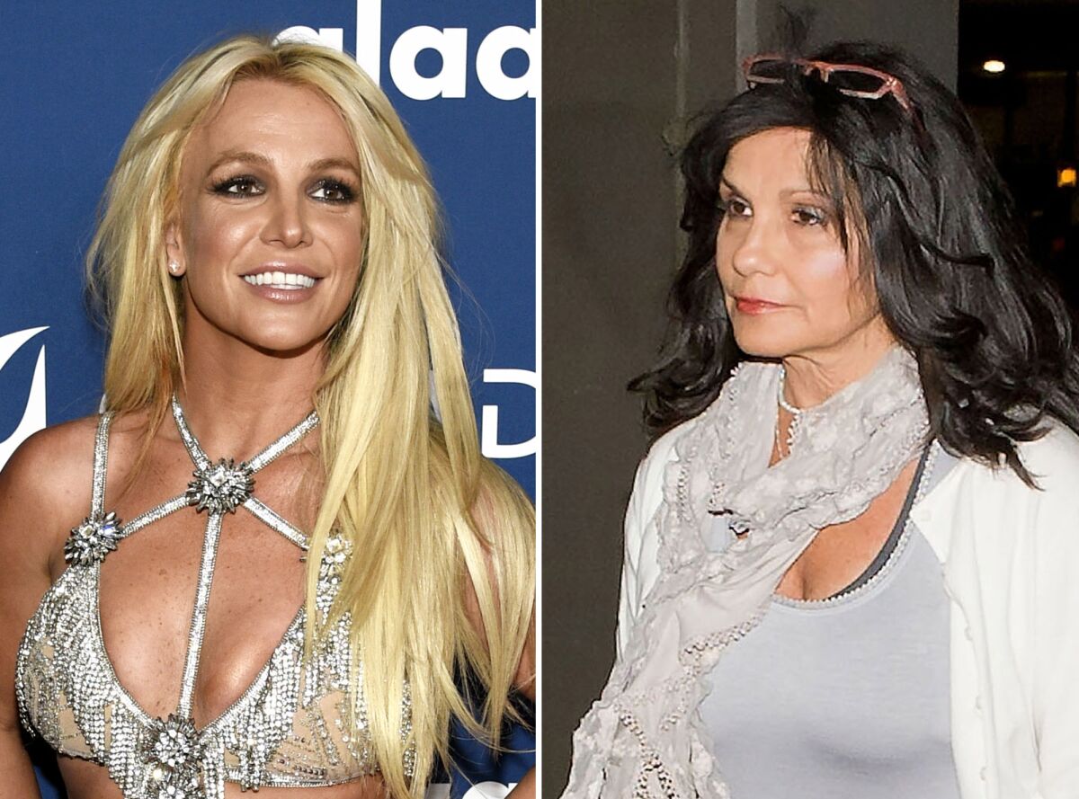 File photo of Britney Spears side by side with file photo of Lynne Spears.