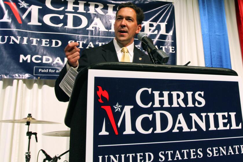 Chris McDaniel addresses his supporters in June at the Lake Terrace Convention Center in Hattiesburg, Miss.