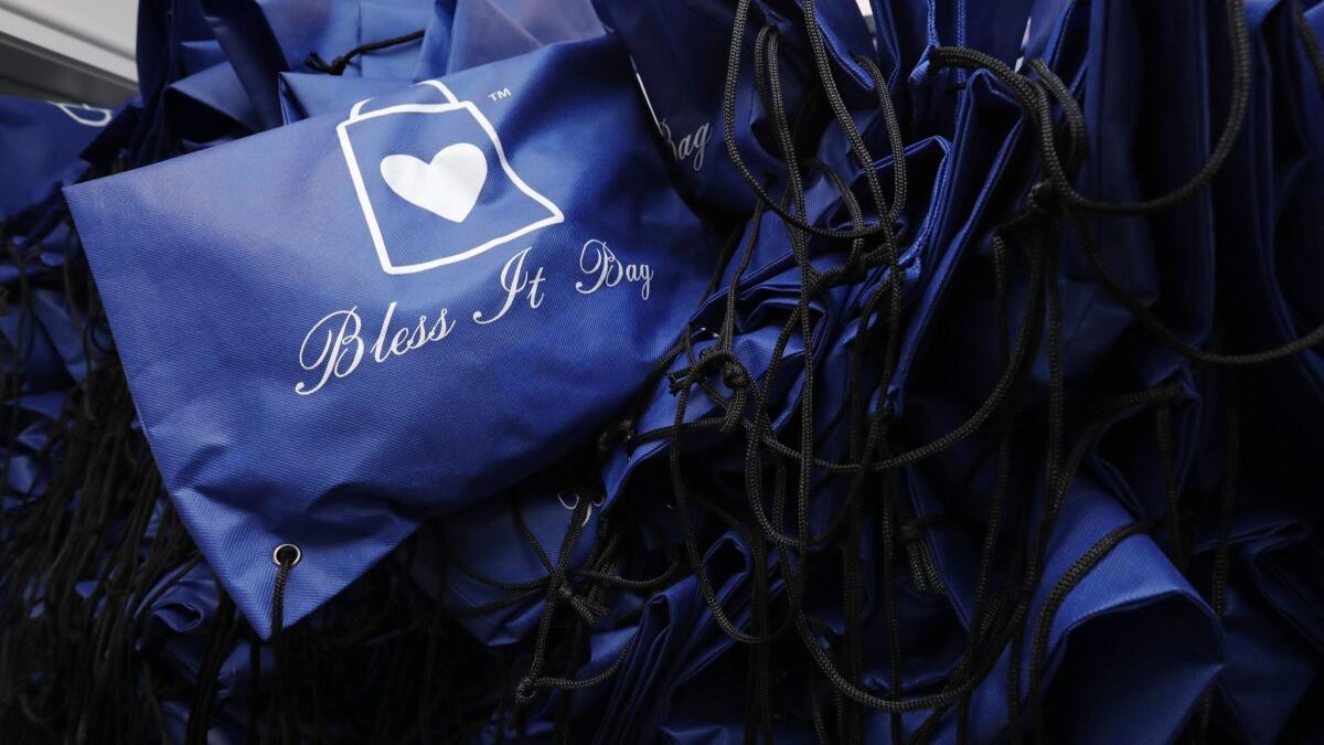 Bless It Bags, filled with items to help the homeless, were created by Bella Baskin, who is trying to persuade fellow members of the selfie generation to focus on the needs of others.