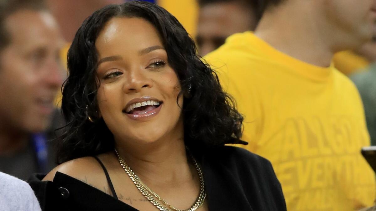 Rihanna watches Game 1 of the NBA Finals in Oakland on June 1.