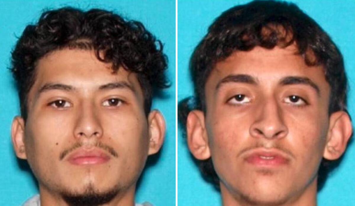 Suspects wanted in connection with a shooting  are Brian Thomas Ramos, left, and Joel Daniel Garcia.
