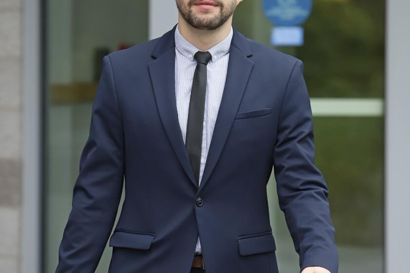 Ryan Koss departs Bennington County Superior Court following his arraignment, Monday, Sept. 25, 2023, in Bennington, Vt. During the arraignment Koss pleaded not guilty to gross negligence in a June 2023 crash that killed actor Treat Williams. Koss, 35, could be sentenced to up to 15 years in prison if he's convicted of gross negligent operation with death resulting. (Michael Albans/Bennington Banner via AP)