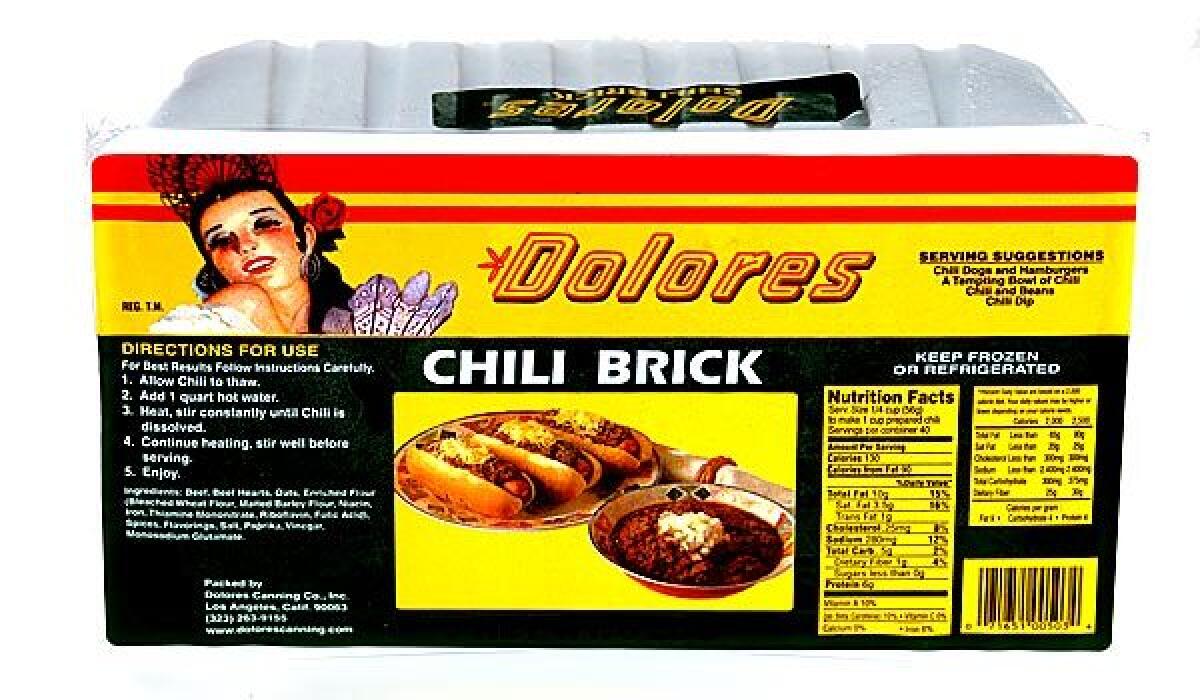 Some restaurants, such as Philippe the Original, doctor up Dolores Chili Brick to make it their own.