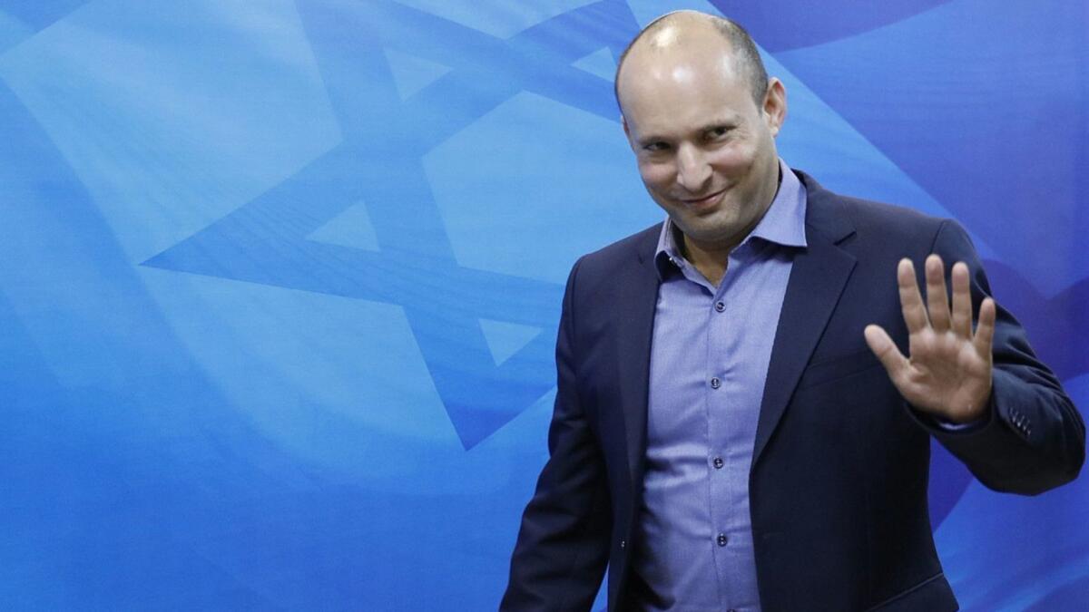 Israeli Education Minister Naftali Bennett arrives for the weekly Cabinet meeting at the prime minister's office in Jerusalem on Nov. 18.