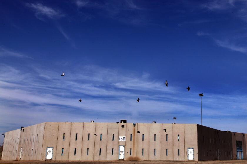 Outside one of the SHU prison blocks at the Corcoran State Prison in Corcoran, Ca., Oct. 01, 2013. 