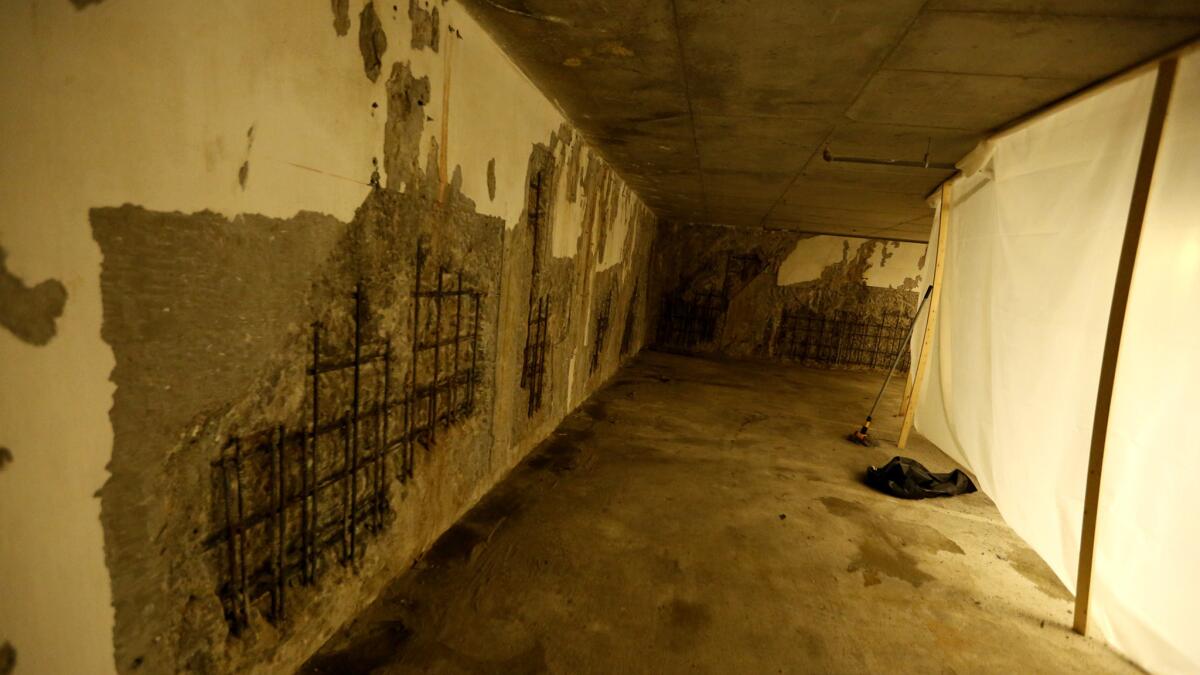 Concrete is shedding in the basement of the Millennium Tower.