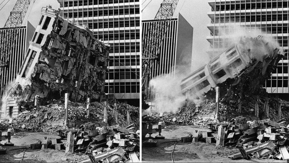 July 7. 1973: The old Los Angeles County Hall of Records comes tumbling down.
