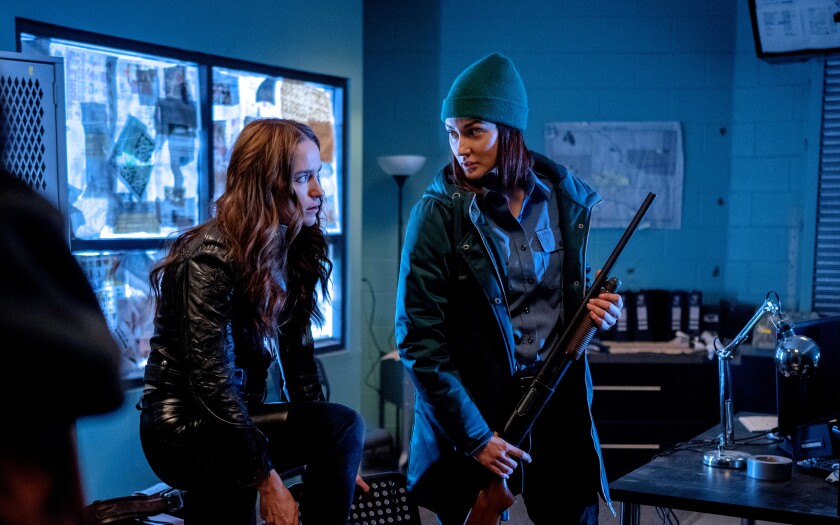 Melanie Scrofano and Katherine Barrell in 'Wynonna Earp'