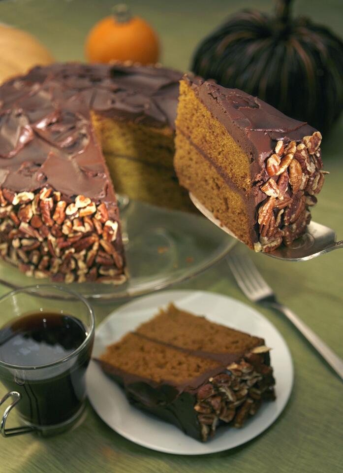 Pumpkin cake with sour cream ganache