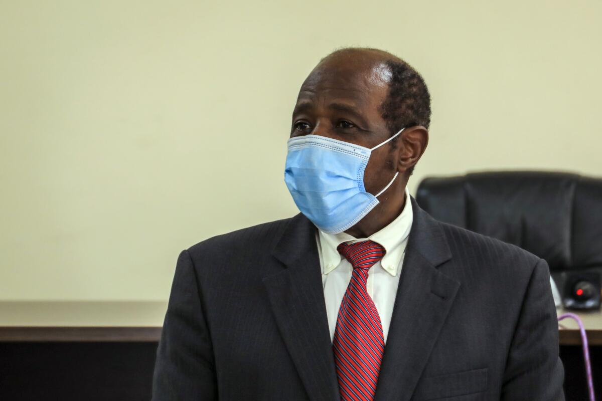 Paul Rusesabagina appears before media in Kigali, Rwanda, on Aug. 31.