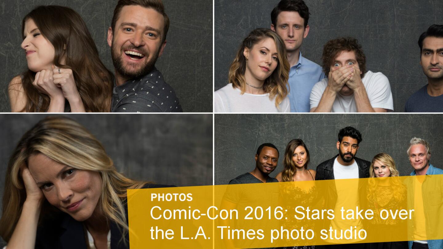 Celebrities in the L.A. Times photo studio at Comic-Con.