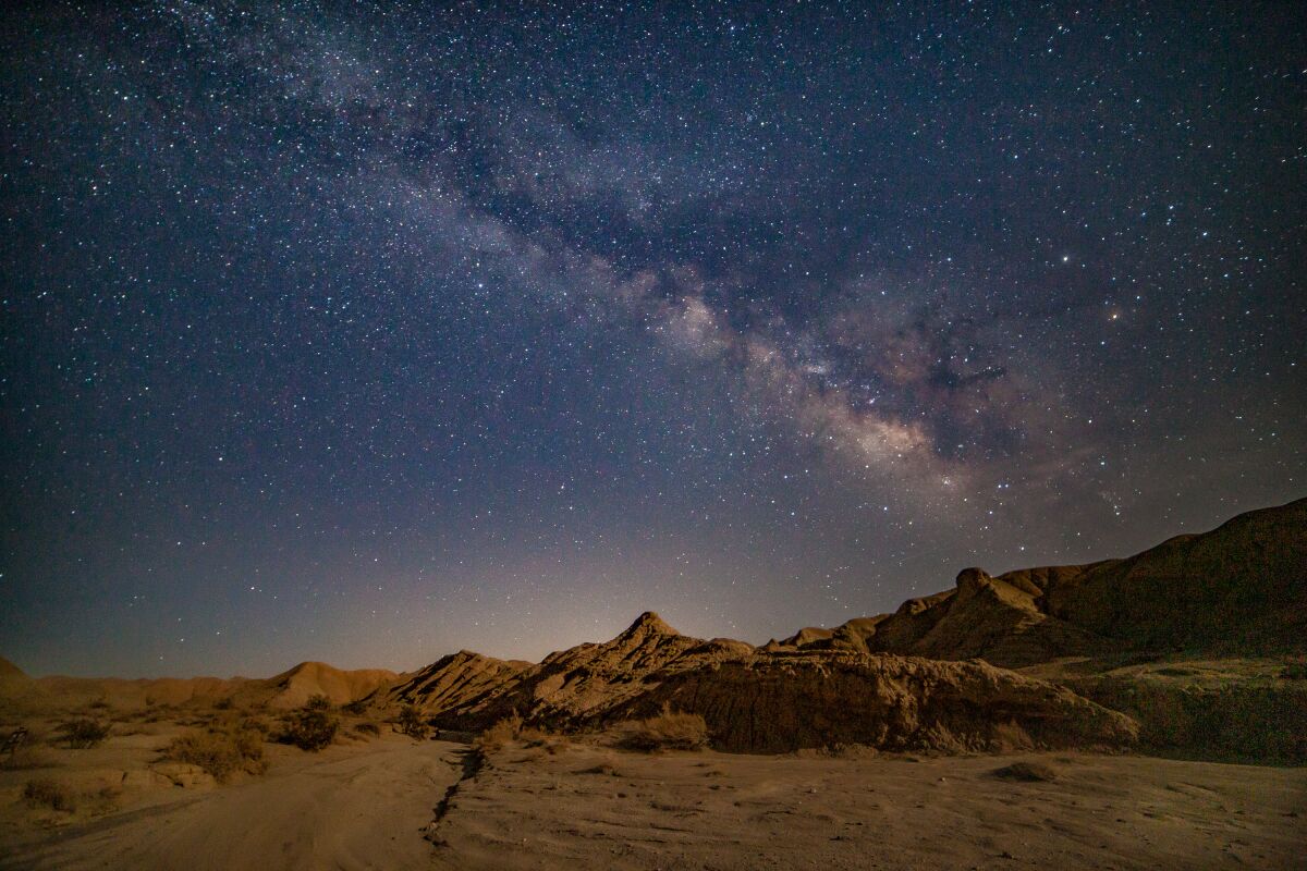 The Milky Way is seen in the Borrego Badlands.