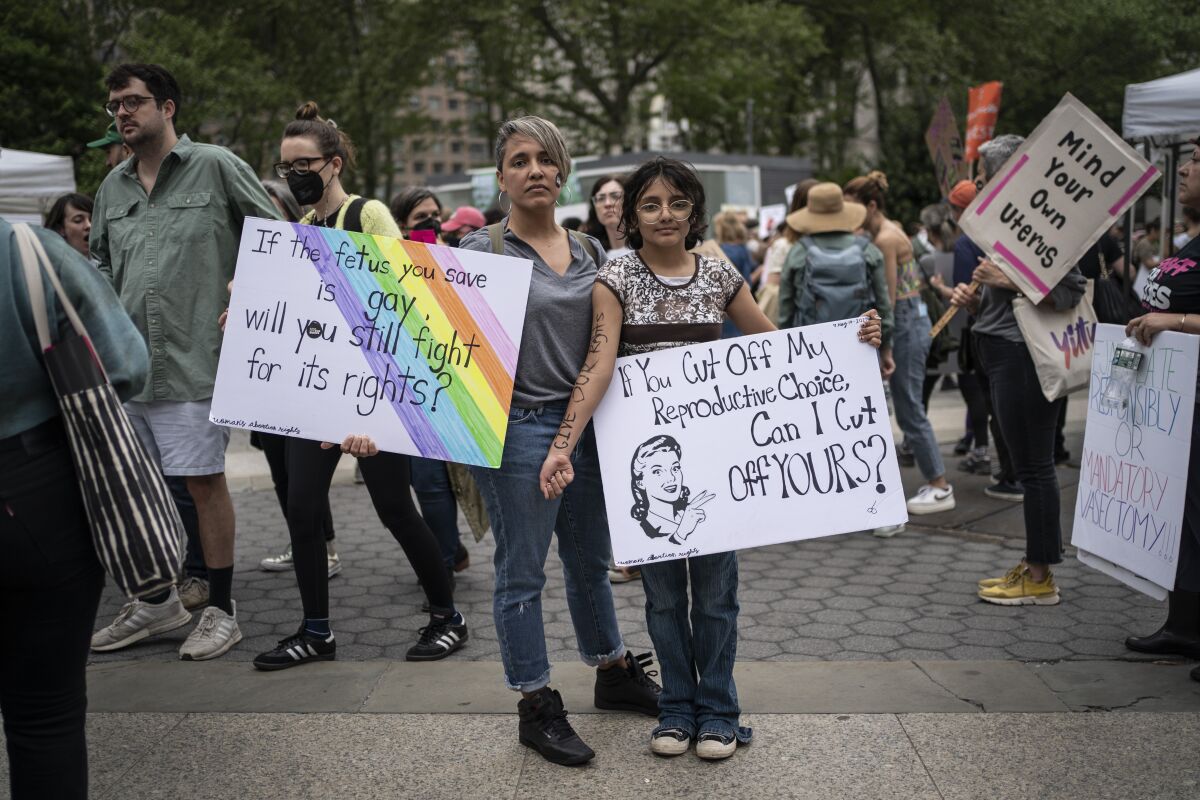 Pro-choice protesters in New York