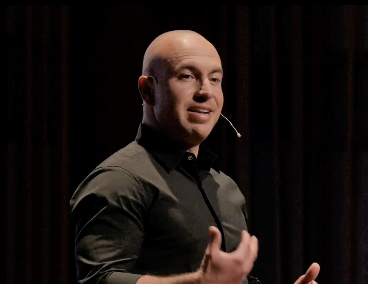 La Jolla resident Pablo Fernandez speaks at a TEDxSanDiego event in March 2022.