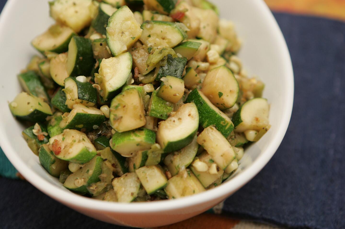 Zucchini, corn and green chile (Calabacitas)