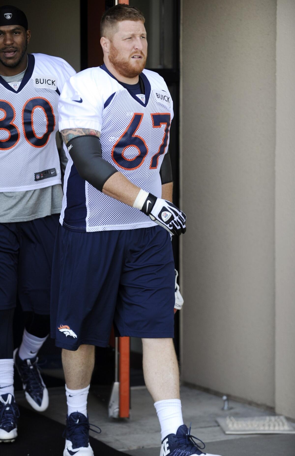 Denver Broncos center Dan Koppen will miss the 2013 season after tearing his ACL during a drill on Sunday.