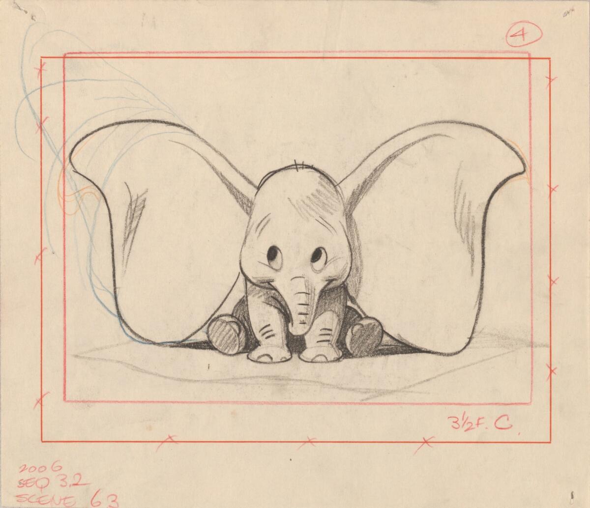 A Bill Peet sketch for the 1941 film "Dumbo." (Disney)