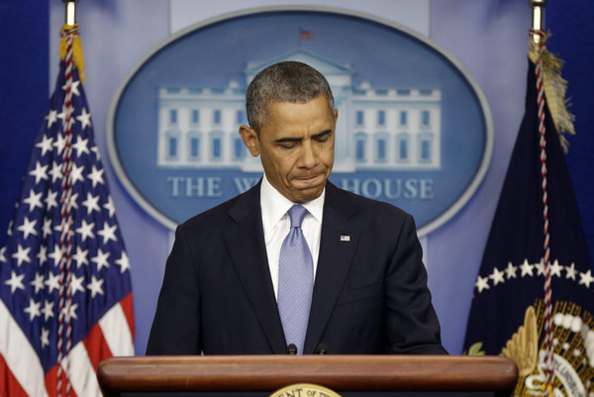 President Obama prepares to speak ahead of the government shutdown.