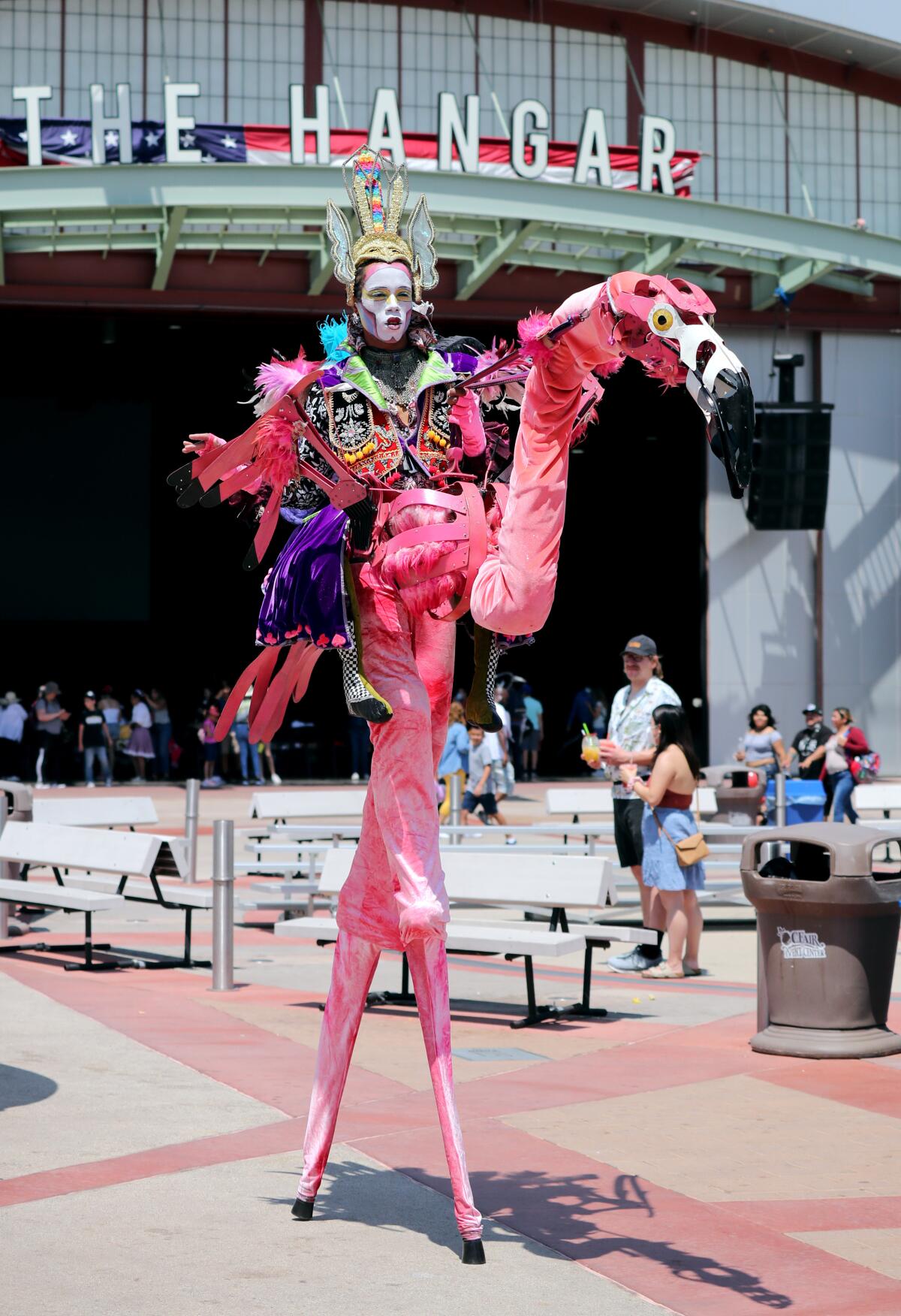 Dragon Knights stilt-walking performer Brandon Wagner at the Orange County Fair on Friday.