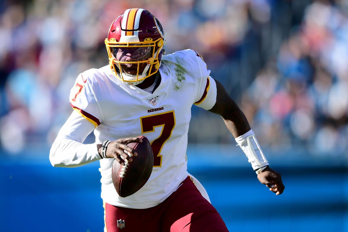 Washington Redskins quarterback Dwayne Haskins in Sunday's game against the Panthers.