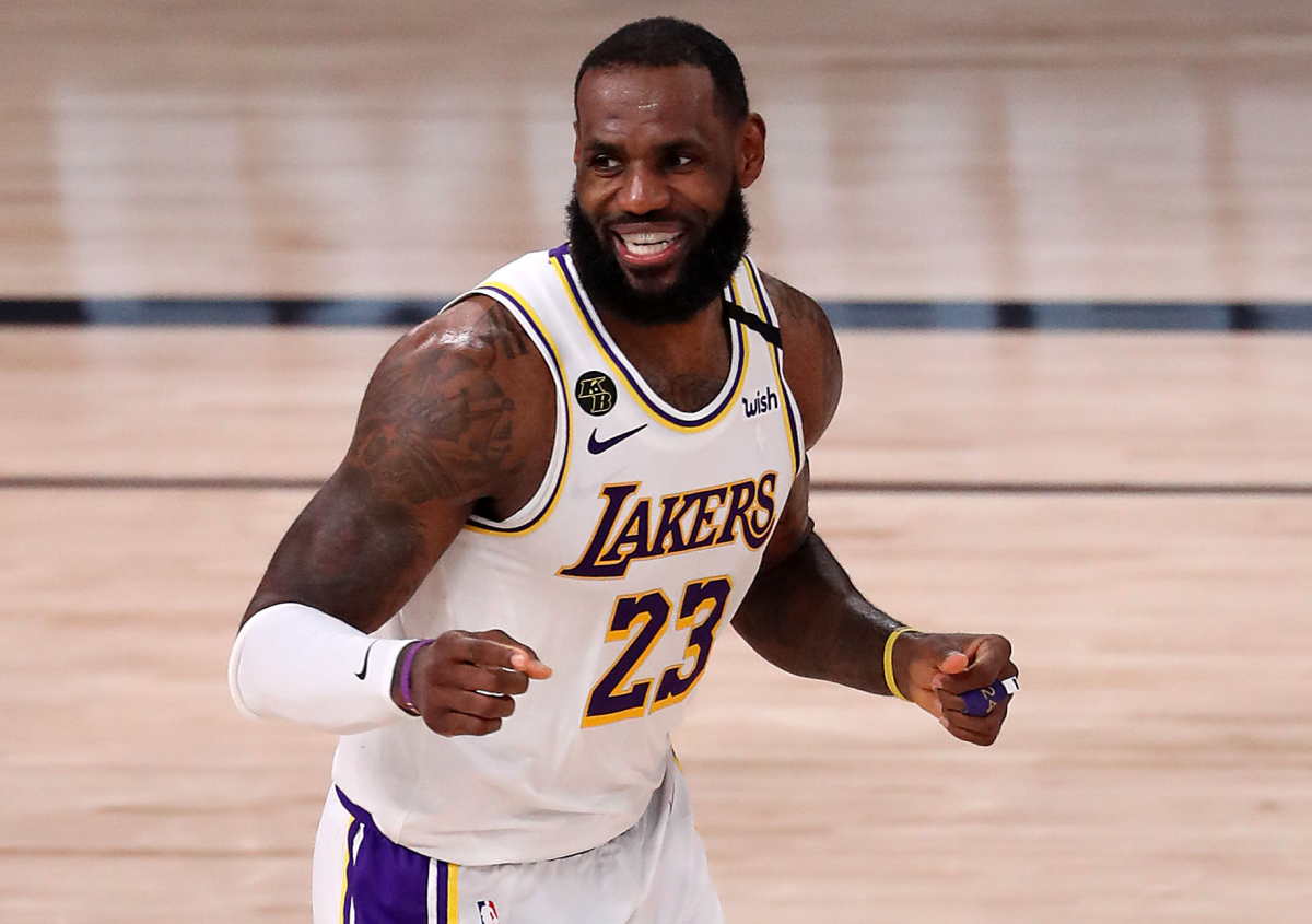 LeBron James reacts during a playoff game against the Houston Rockets in September.