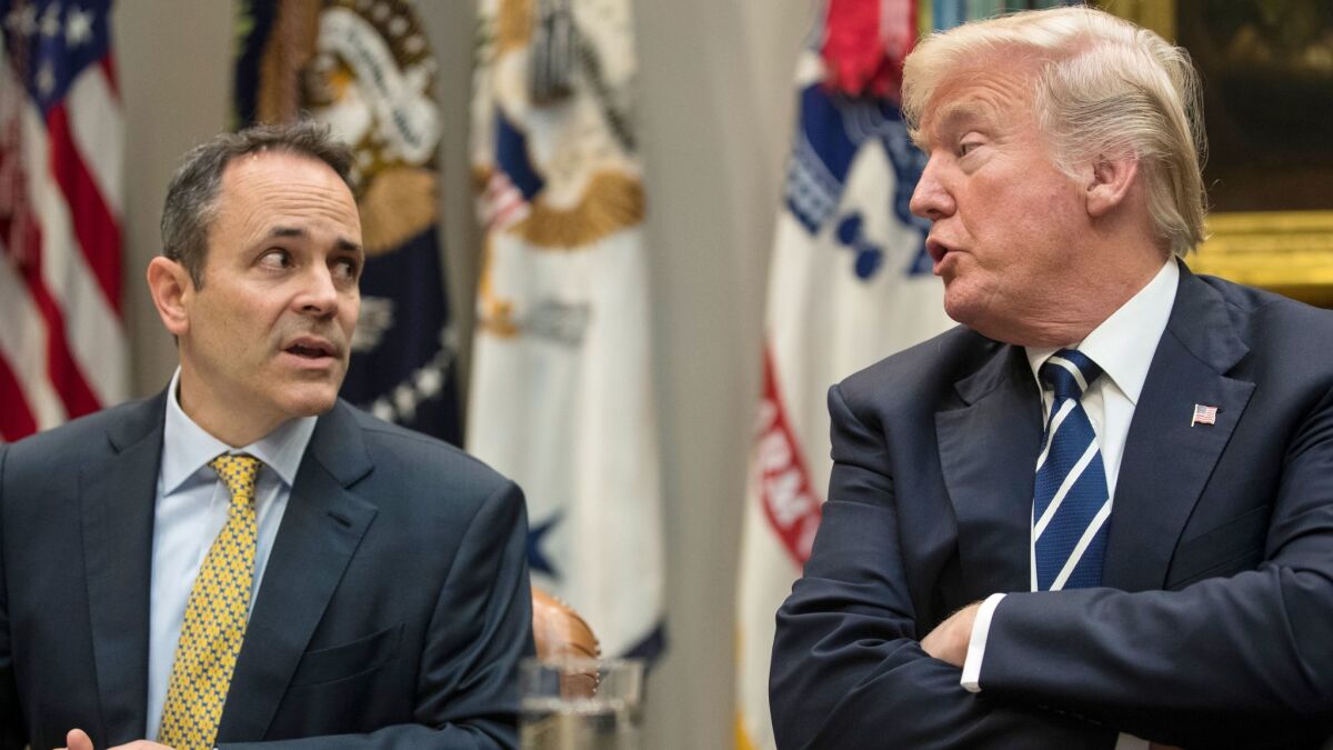 Kentucky Gov. Matt Bevin and President Trump are on the same page when it comes to imposing useless work requirements on Medicaid enrollees.